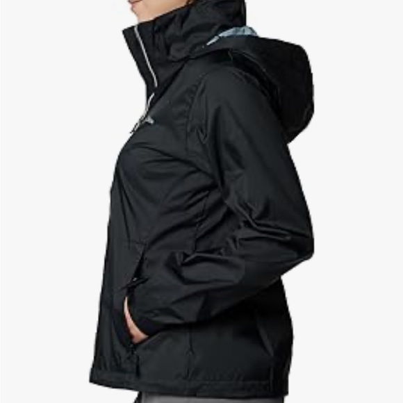 Columbia Black Switchback Waterproof Nylon Long Sleeve Zip Up Jacket Size L - Picture 2 of 13